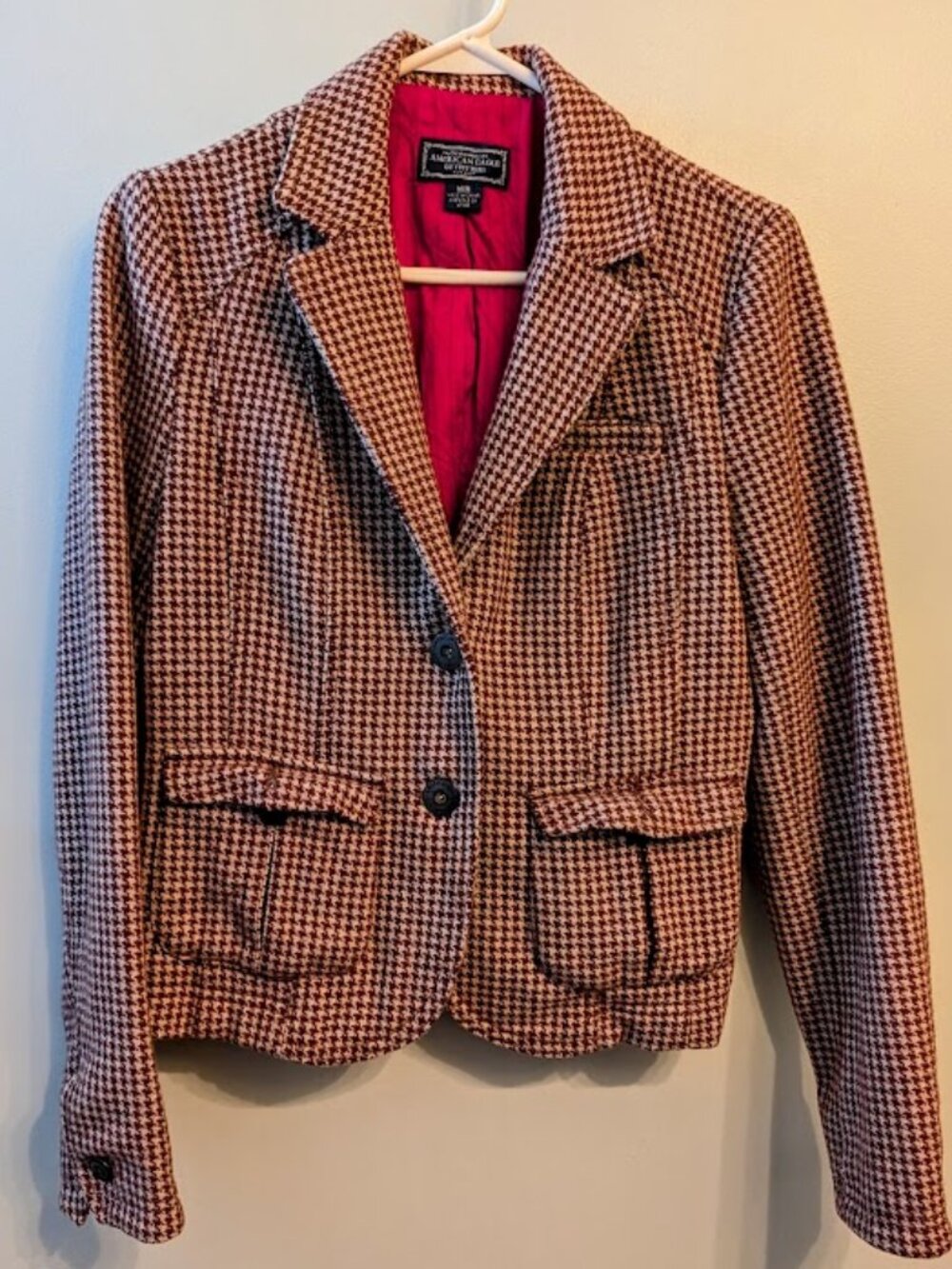 Vintage Y2K American Eagle Outfitters Houndstooth Wool-Blend Blazer